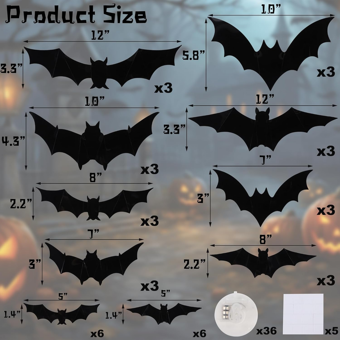 🎃Last Day 50% OFF:3D Bats Light Decorations Spooky Ornaments for Festival Halloween