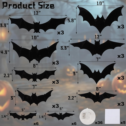 🎃Last Day 50% OFF:3D Bats Light Decorations Spooky Ornaments for Festival Halloween